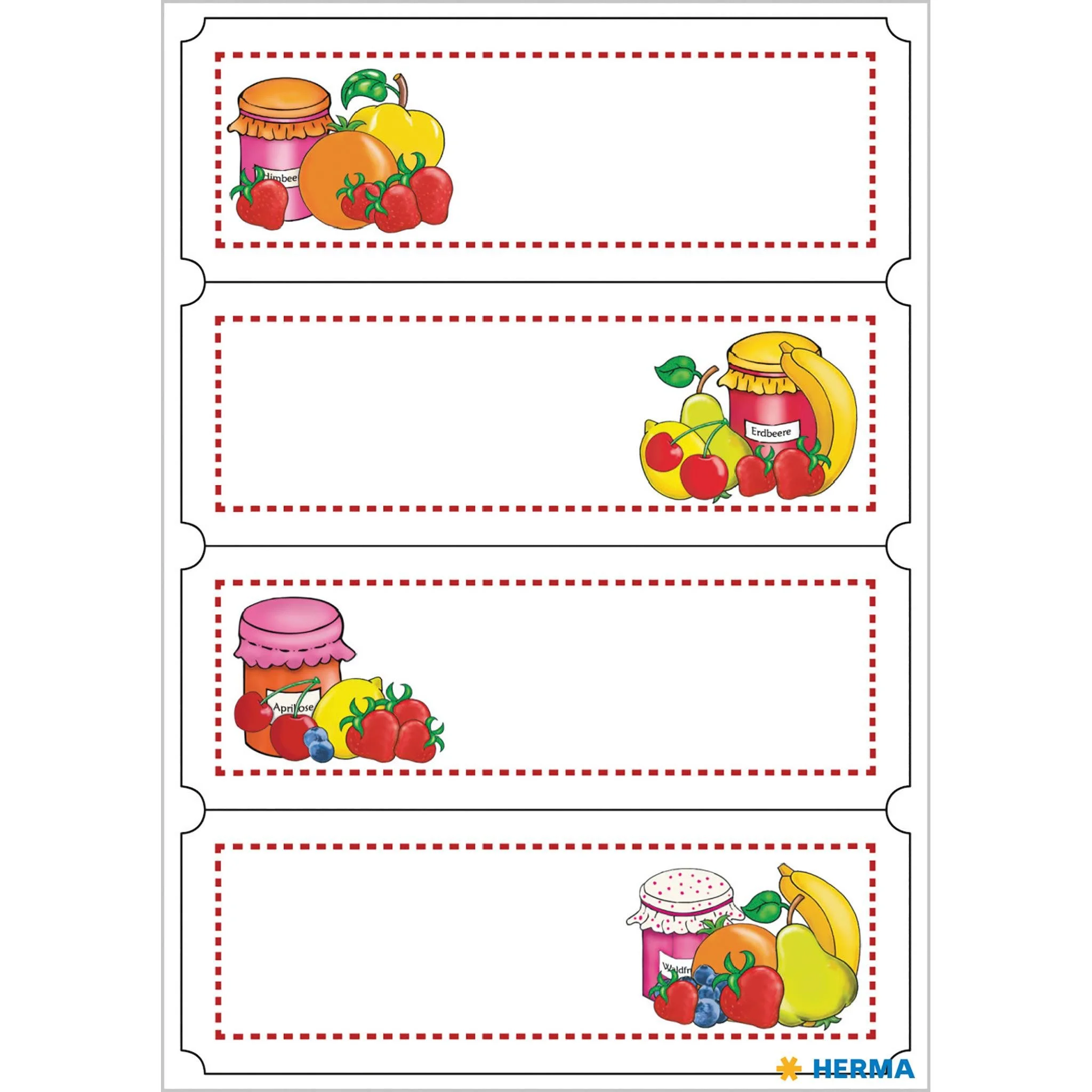 Etikettenpapier 76 × 28 mm – Schmucketiketten „Fruchtauswahl“
